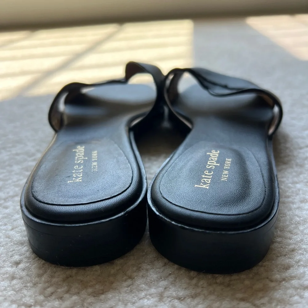 Kate Spade Leather Black Dock Slide Sandals 7.5 - Picture 2 of 4